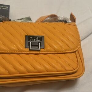 Badgley Mischka Mustard Quilted Crossbody Bag